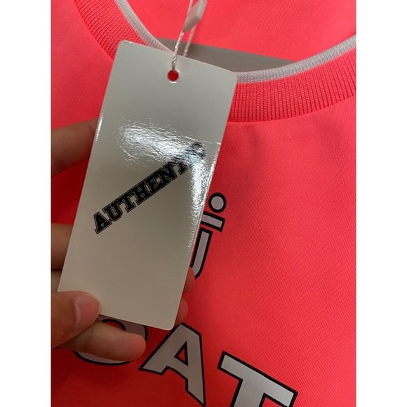 Shane Justin Runway NWT Women Sz Small GOAT Spell Out Fitted Top Shirt Pink - Picture 4 of 7